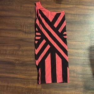 Pink One Sleeve Mini Dress - Tight Cute ONE SIZE Dress